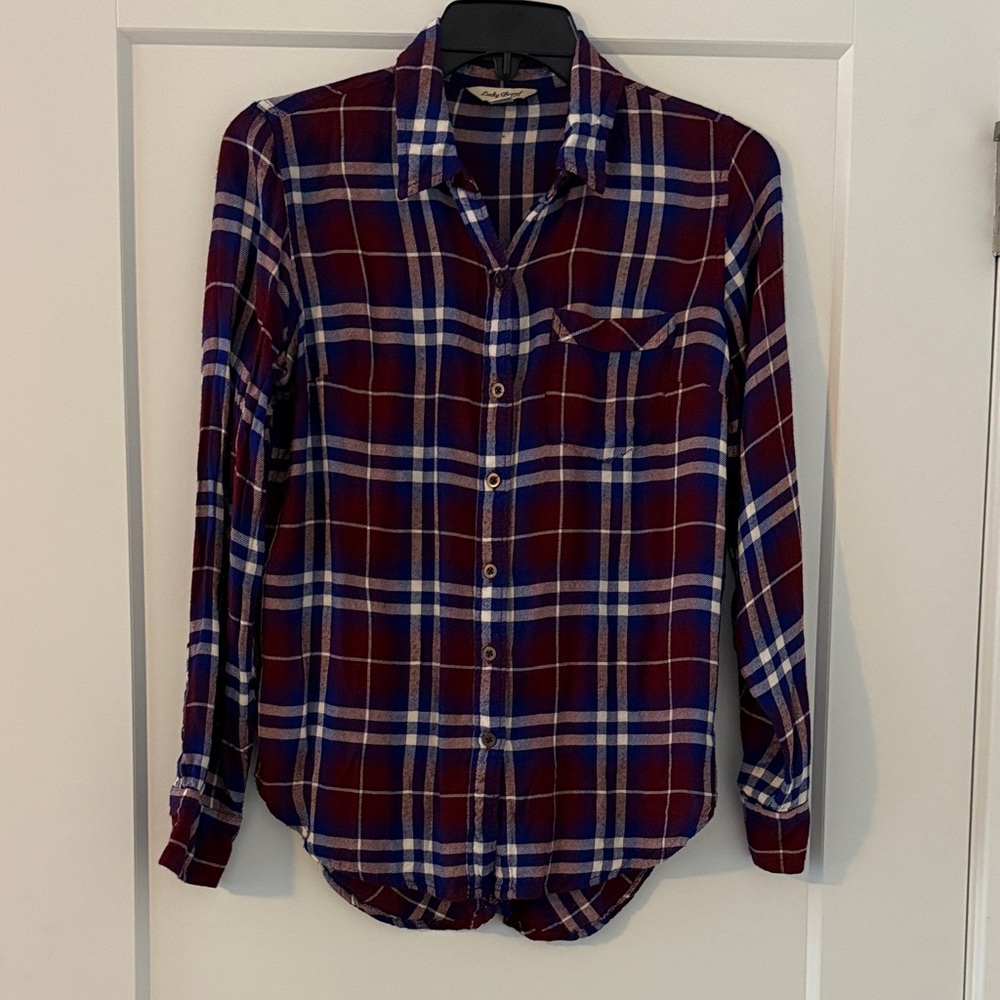 Lucky Brand Red and Blue Plaid Casual Shirt